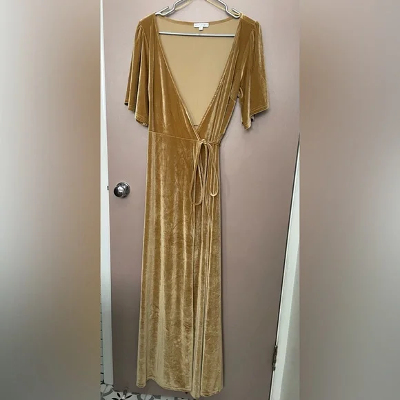 Baltic Born Velvet Wrap Dress in Gold